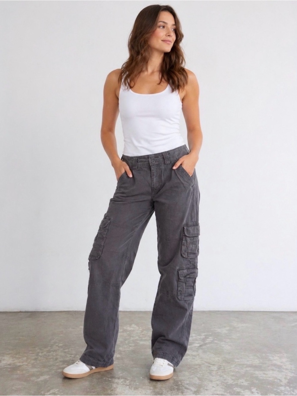 abercrombie and fitch gray cargo pants women